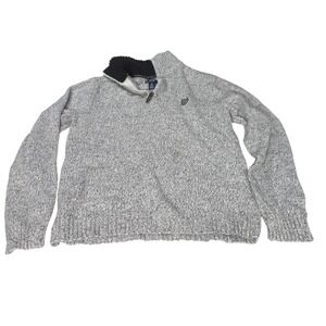 Chaps boys Grey Speckled Knit 1/4 Zip Mock‎ Neck Sweater Size M